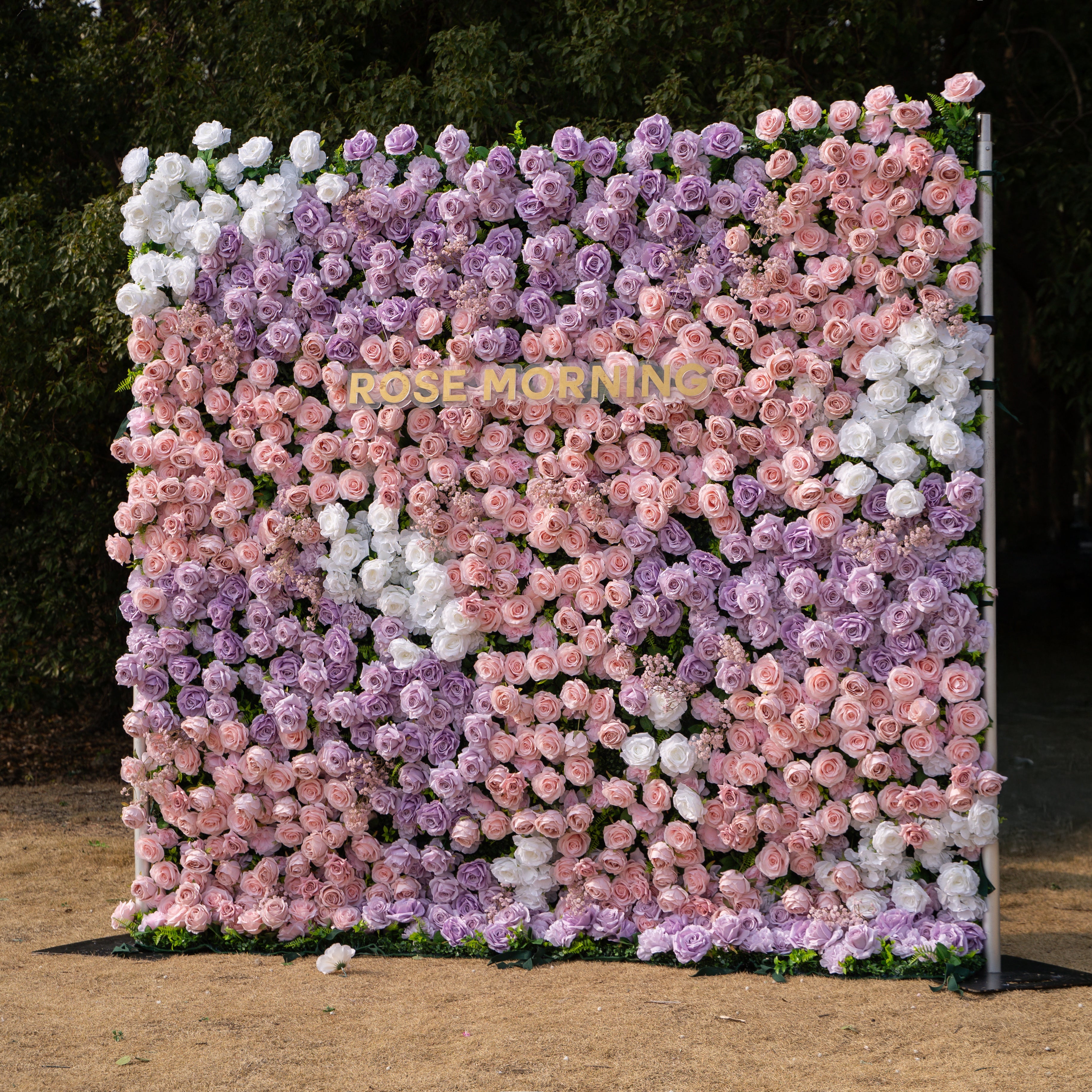 Maris: Luxury 3D Lavender & Blush Silk Rose Floral Wall Roll-Up Fabric Backdrop for Romantic Weddings & Bridal Showers Free Shipping