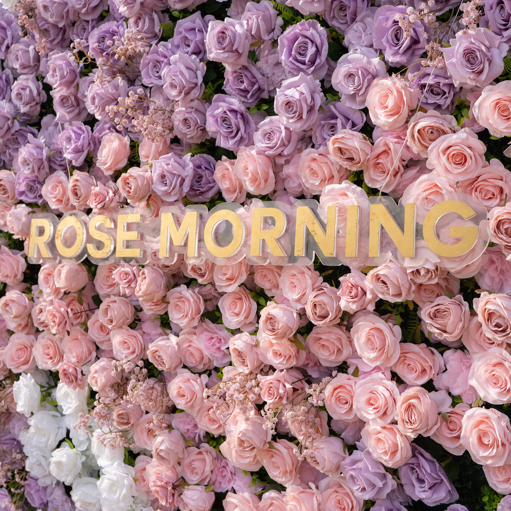 Maris: Luxury 3D Lavender & Blush Silk Rose Floral Wall Roll-Up Fabric Backdrop for Romantic Weddings & Bridal Showers Free Shipping