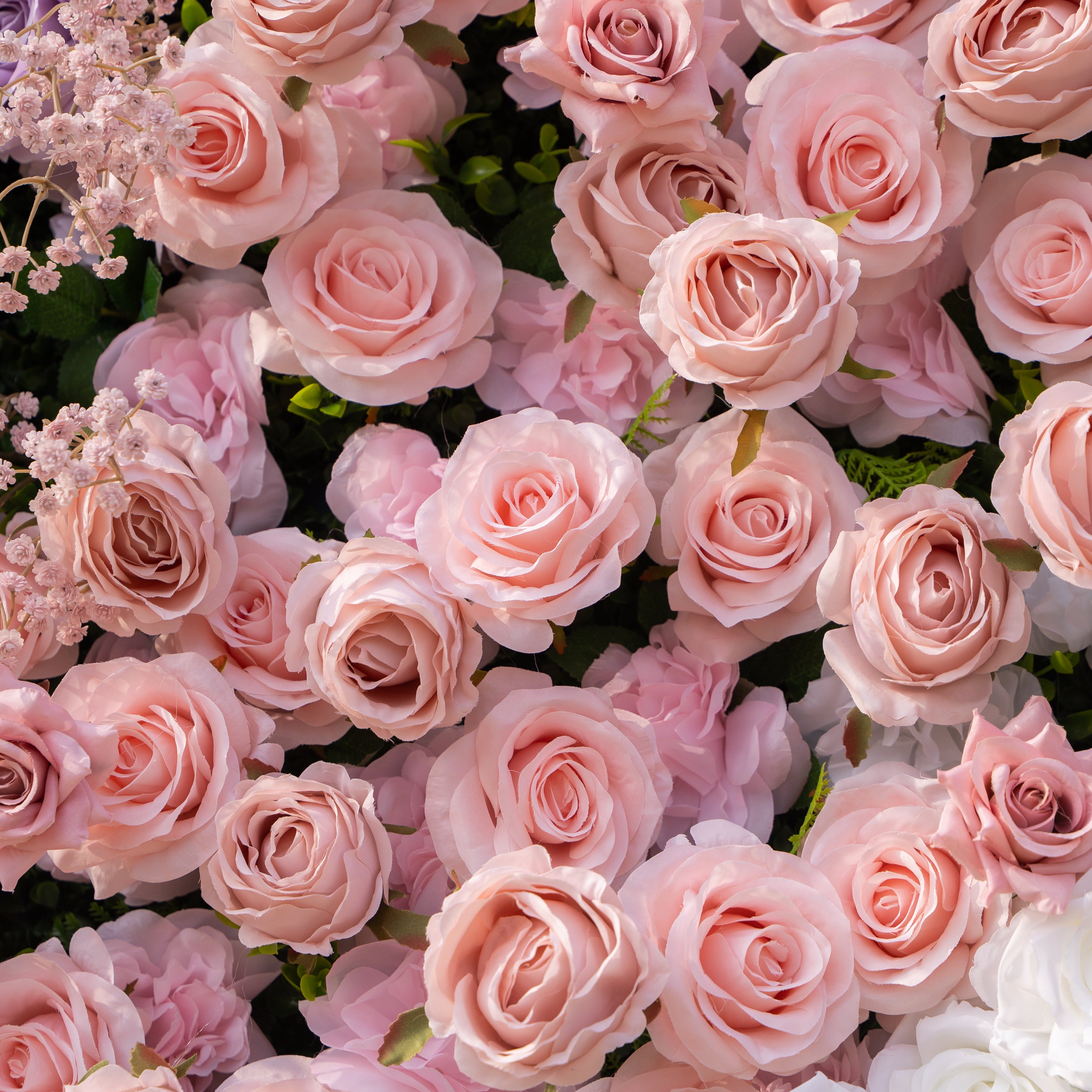 Maris: Luxury 3D Lavender & Blush Silk Rose Floral Wall Roll-Up Fabric Backdrop for Romantic Weddings & Bridal Showers Free Shipping