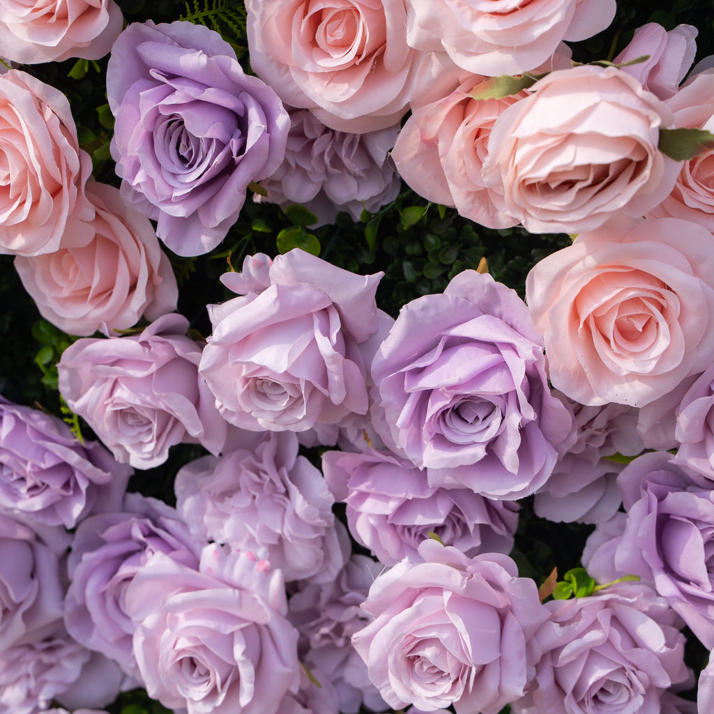 Maris: Luxury 3D Lavender & Blush Silk Rose Floral Wall Roll-Up Fabric Backdrop for Romantic Weddings & Bridal Showers Free Shipping