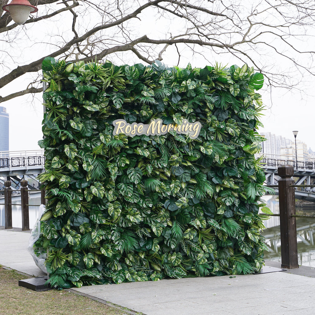 Meet: 5D 2023 Fabric Artificial Green Wall Rolling Up Curtain Green Wall R800 - 8ft*8ft Rose Morning