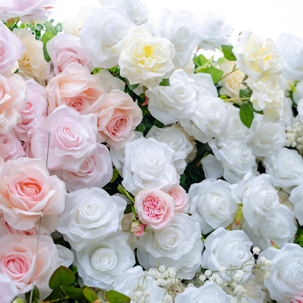 Melina：5D Fabric Artificial rolling up curtain flower wall (Ready to ship) Rose Morning