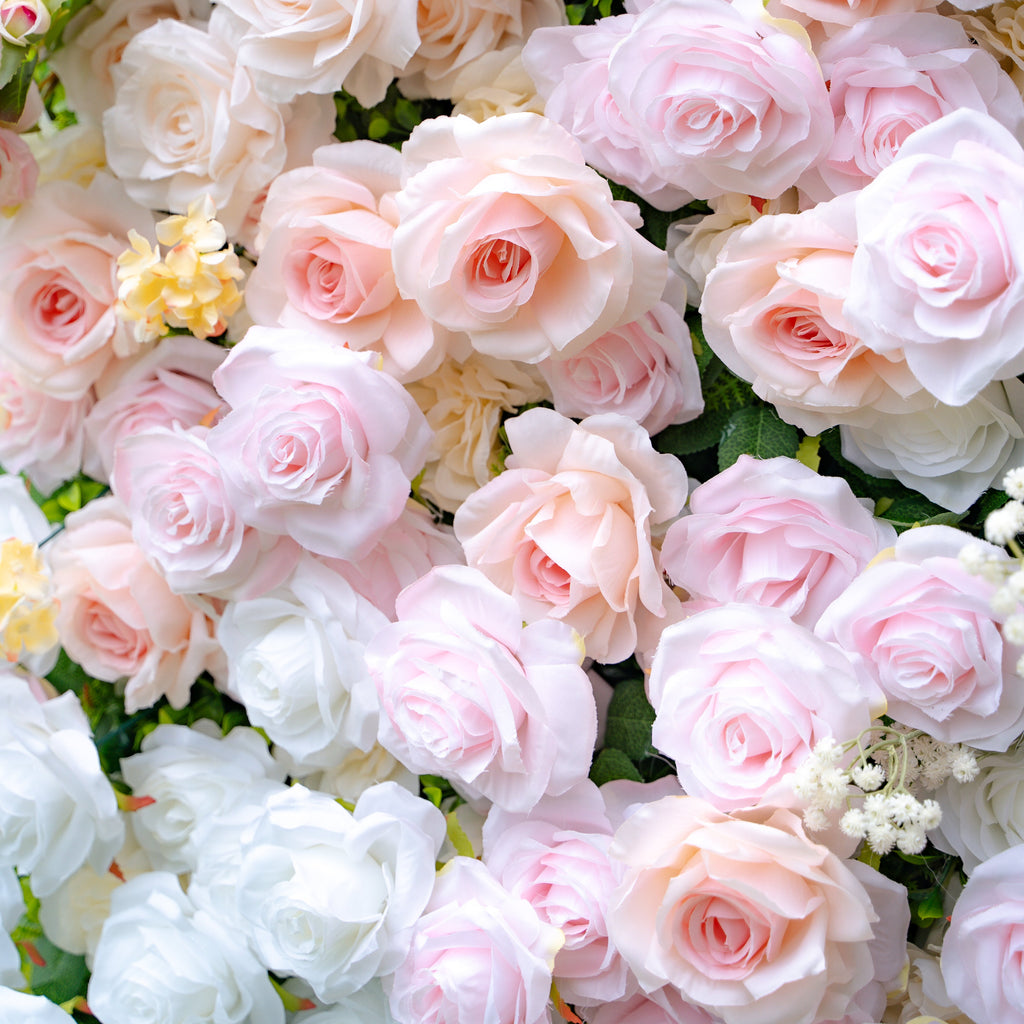 Melina：5D Fabric Artificial rolling up curtain flower wall (Ready to ship) Rose Morning