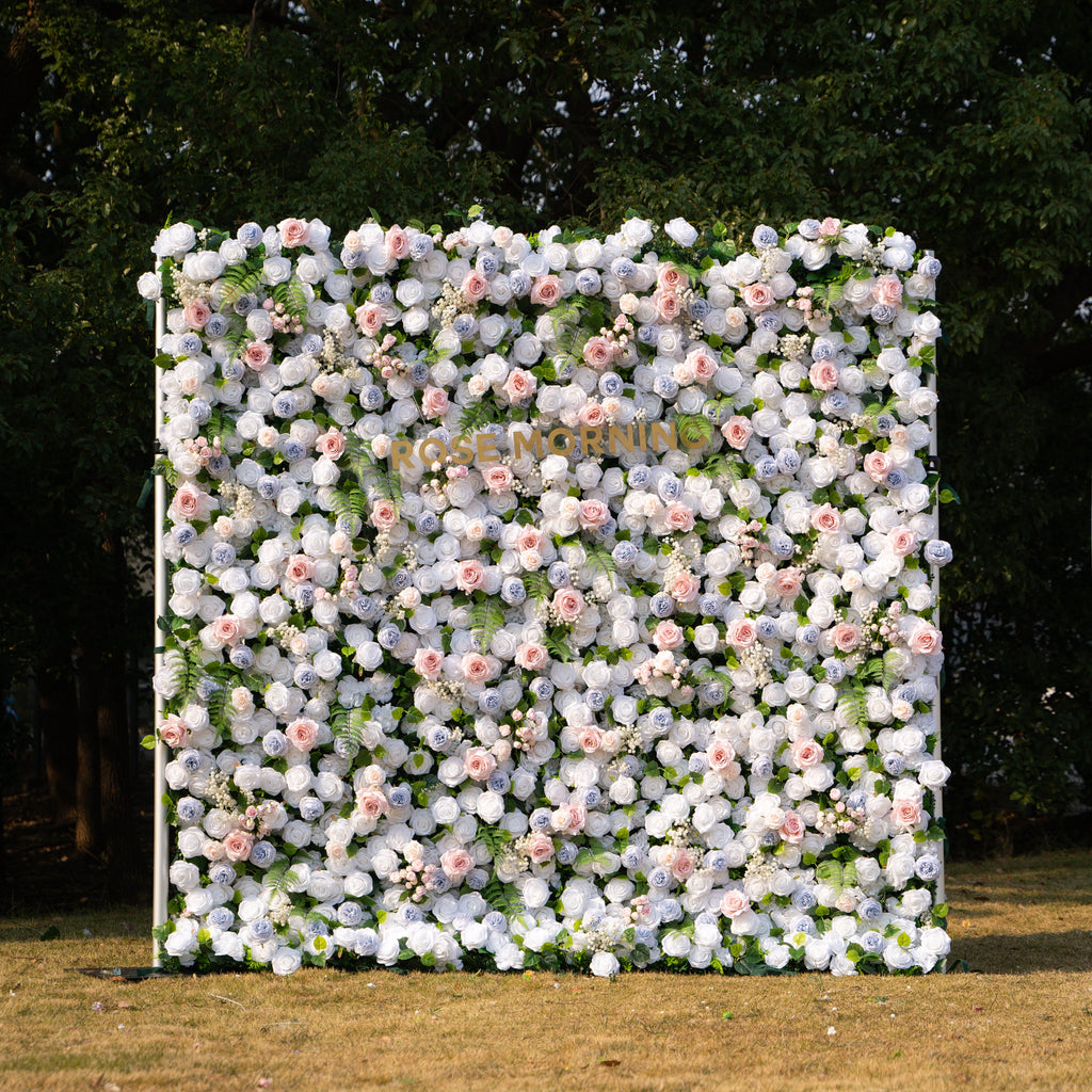 Melinda：5D Fabric Artificial rolling up curtain flower wall Free Shipping