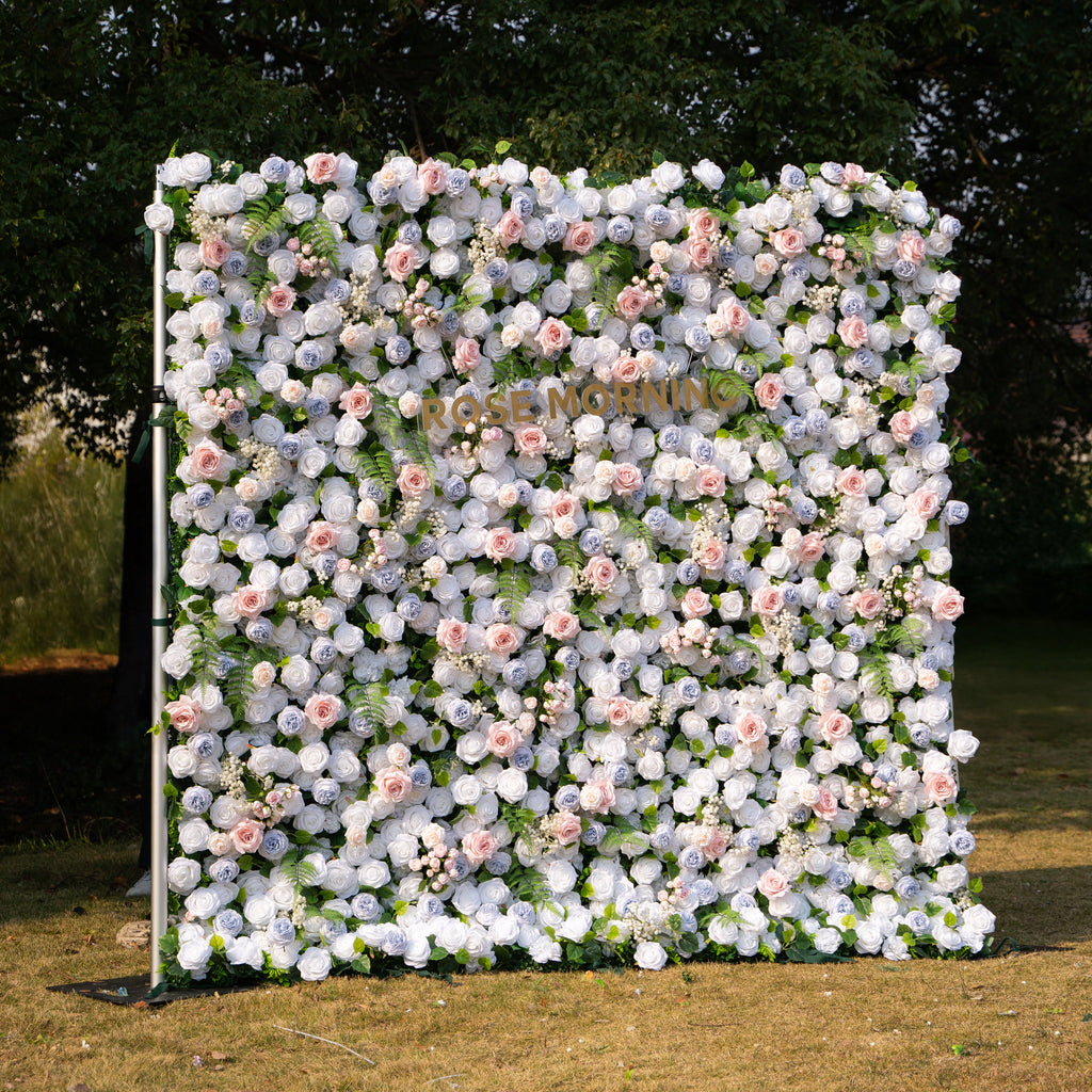 Melinda：5D Fabric Artificial rolling up curtain flower wall Free Shipping