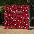 Meraki: 3D  Luxury Crimson Red & White Silk Floral Wall Roll-Up Fabric Backdrop for Grand Weddings & Valentine’s Events Free Shipping