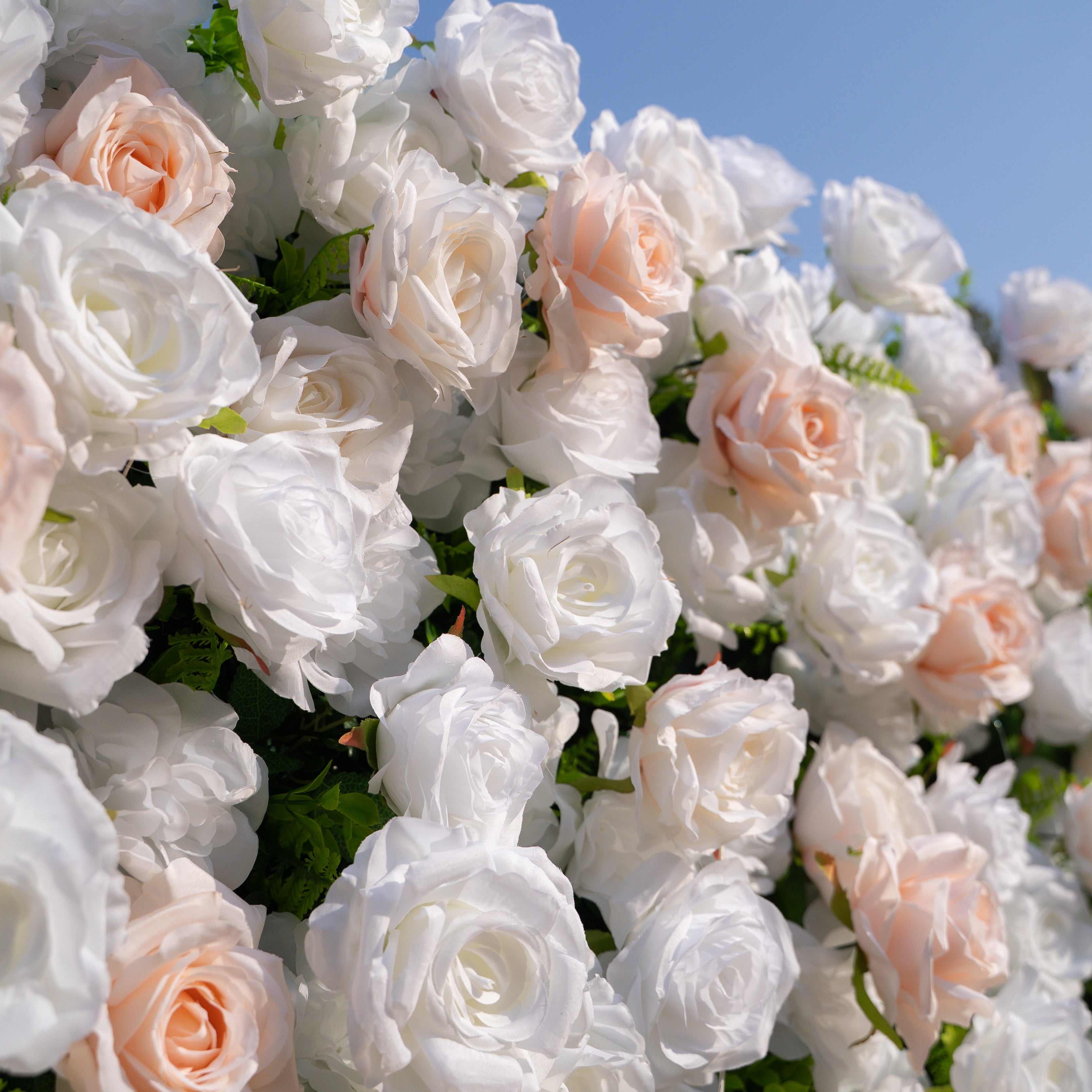 Nerina: 3D Elegant Ivory & Nude Silk Rose Flower Wall Roll Up Fabric Floral Curtain for Wedding Events Decor Free Shipping