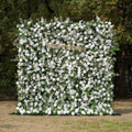 Orin: 5D Elegant White Silk Rose & Greenery Wall Roll-Up Fabric Backdrop for Grand Garden Weddings & Receptions Free Shipping