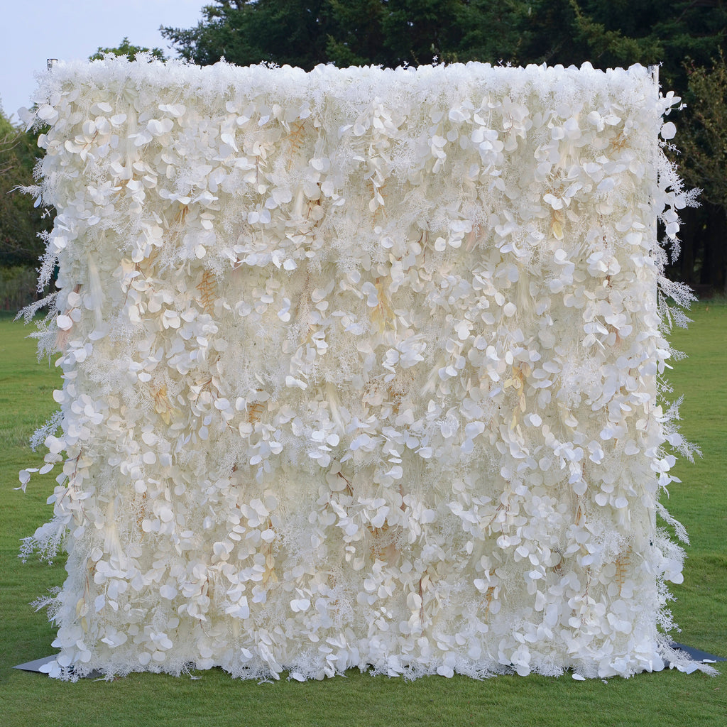 Rose Morning“The flower walls are made of artificial flowers in various colors, layered at different levels to create a lush, elegant and natural look. The exclusive zipper design and roll-up design make it easy to install and remove.”