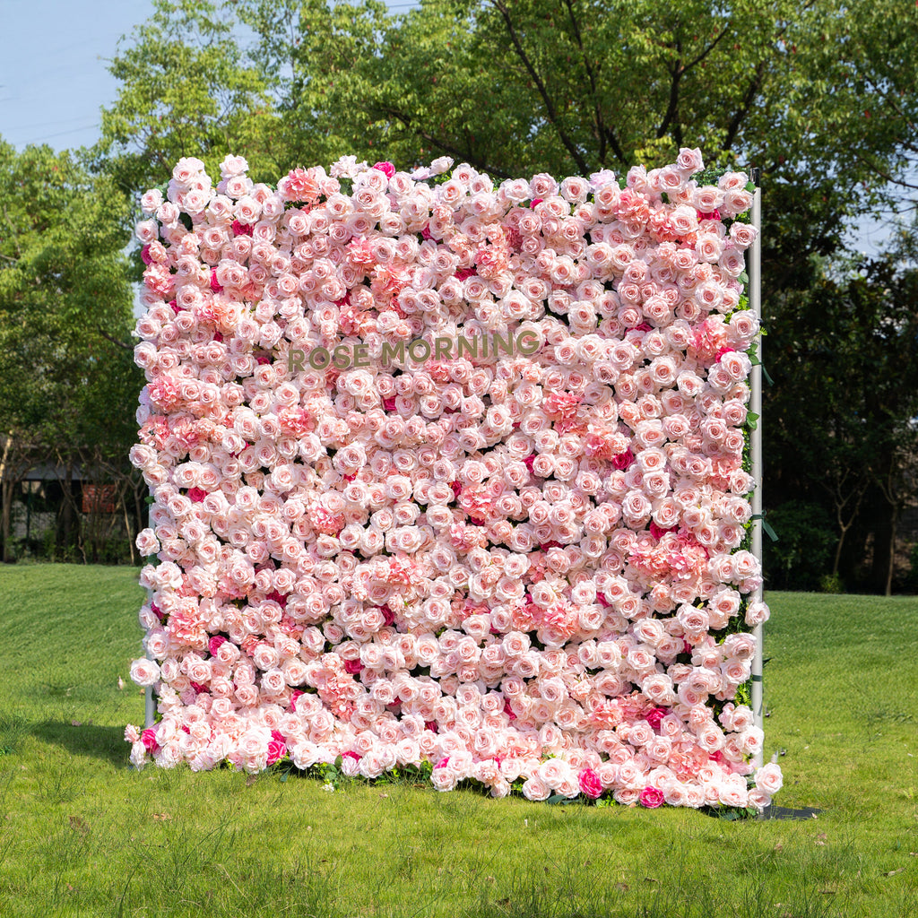 Pastello：4D Fabric Artificial zip up curtain flower wall 8ft*8ft Free Shipping