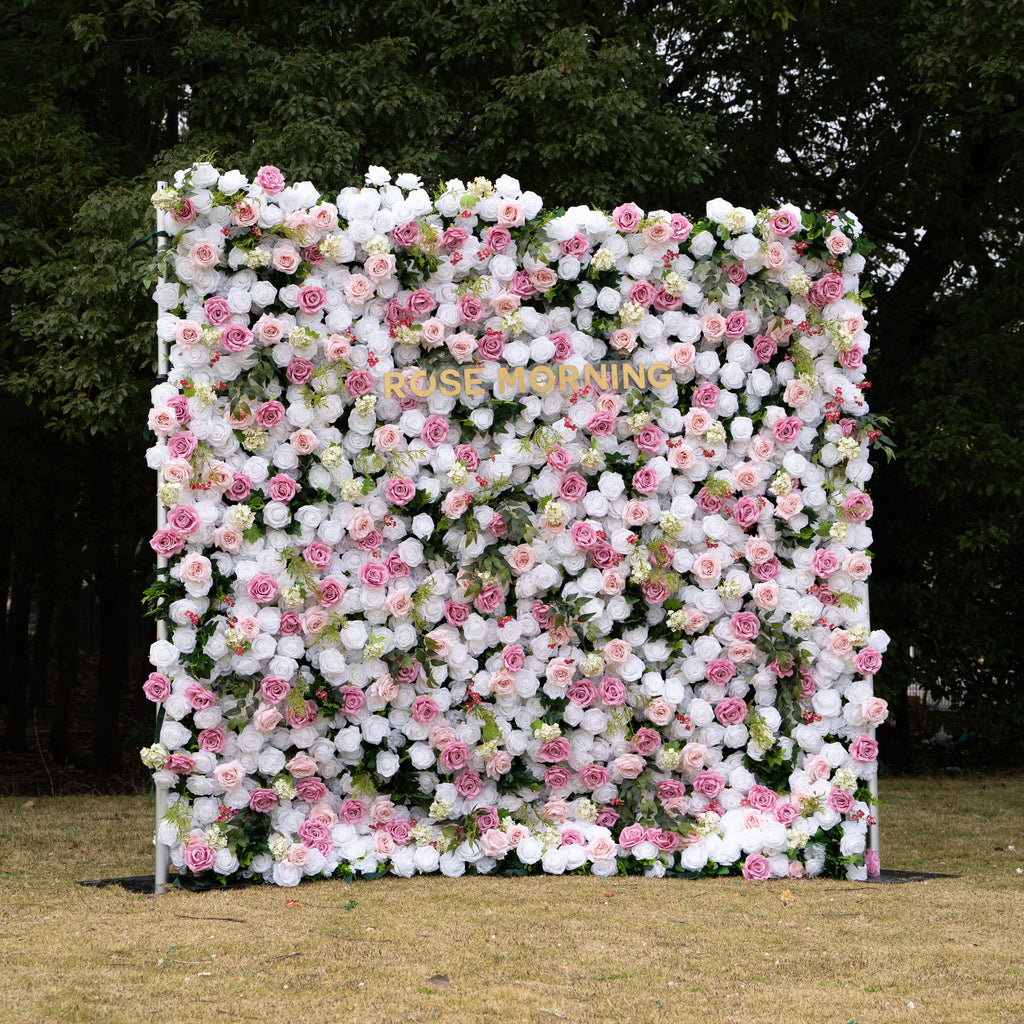 Queena：4D Fabric Artificial zip up curtain flower wall 8ft*8ft Free Shipping