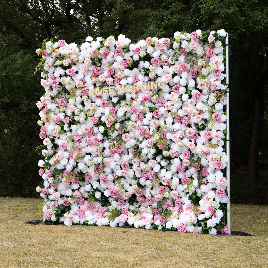 Queena：4D Fabric Artificial zip up curtain flower wall 8ft*8ft Free Shipping