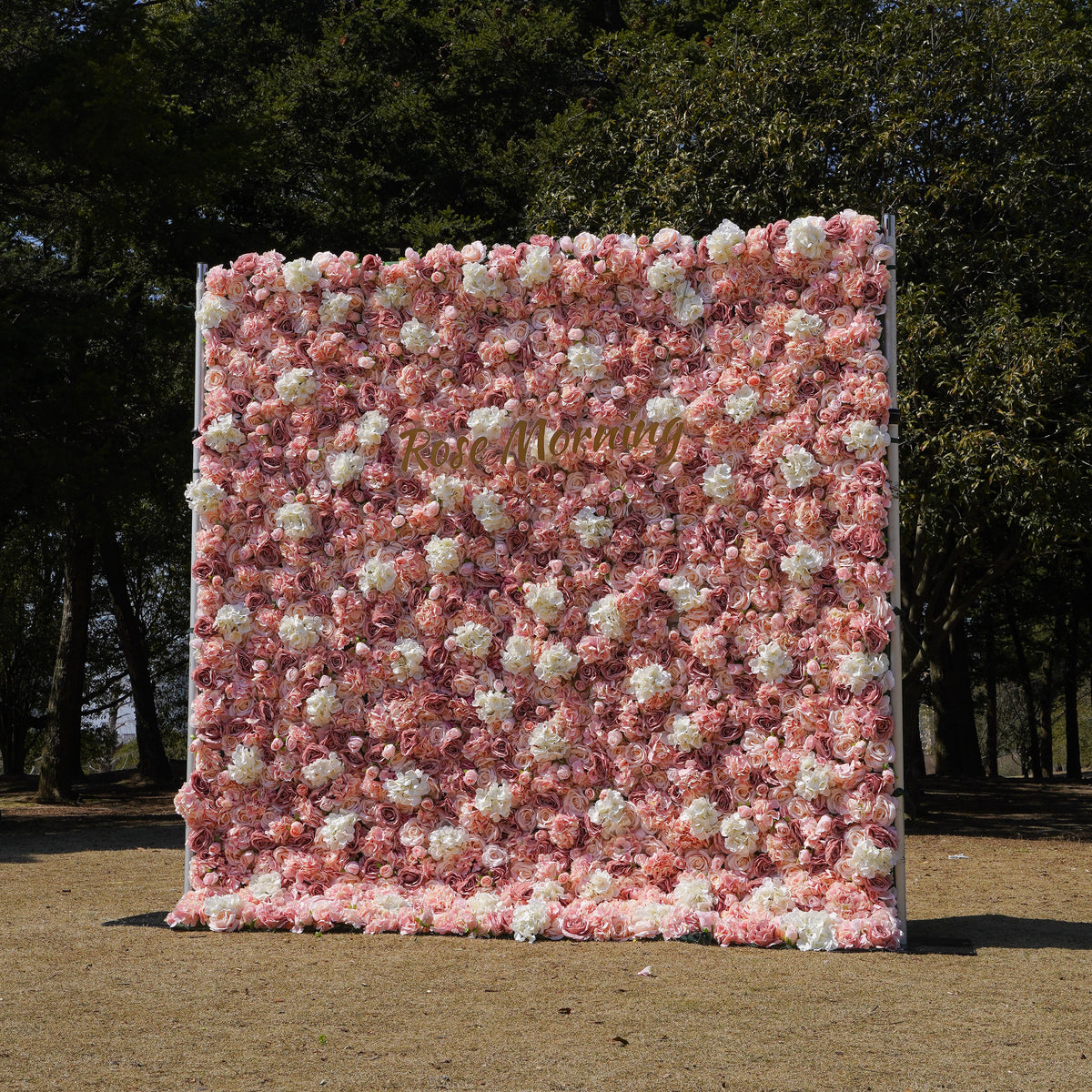 Rose Morning“The flower walls are made of artificial flowers in various colors, layered at different levels to create a lush, elegant and natural look. The exclusive zipper design and roll-up design make it easy to install and remove.”