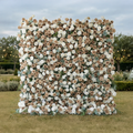 Sorcha: 5D Luxury Latte & Cream Silk Rose Flower Wall Roll-Up Fabric Backdrop for Grand Manor Weddings & Events Free Shipping