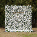 Sylas: 5D Luxury White Rose & Forest Foliage Silk Floral Wall Roll-Up Fabric Backdrop for Elegant Garden Weddings & Receptions Free Shipping