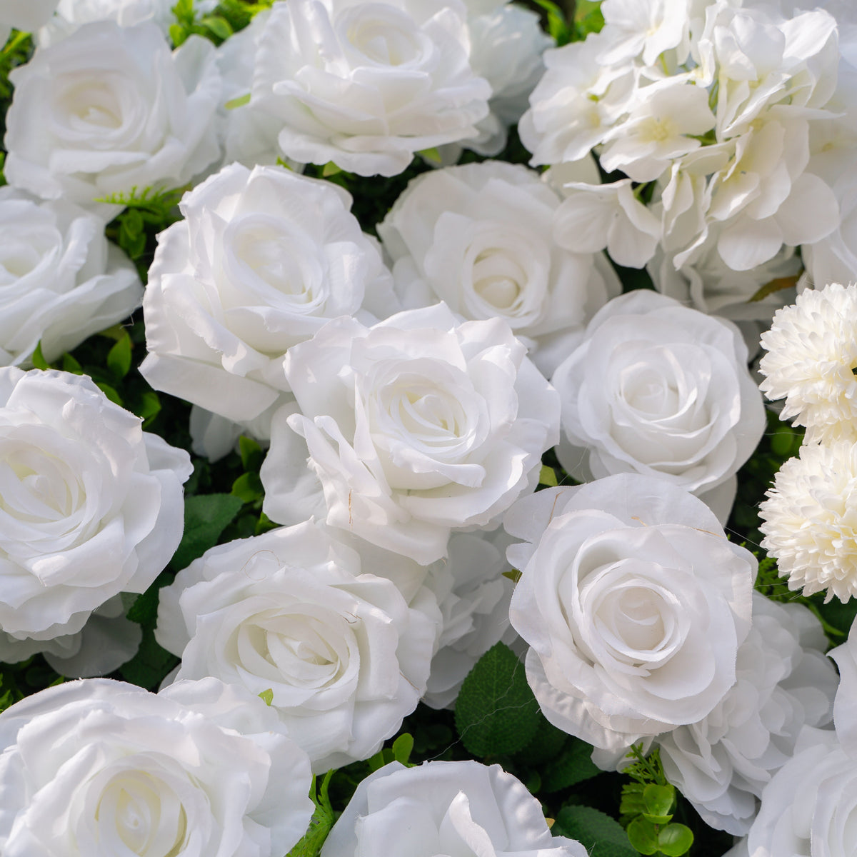 Thalia: 3D Pure White Luxury Silk Floral Wall Roll-Up Fabric Backdrop for Elegant Wedding Ceremonies & Minimalist Events Free Shipping