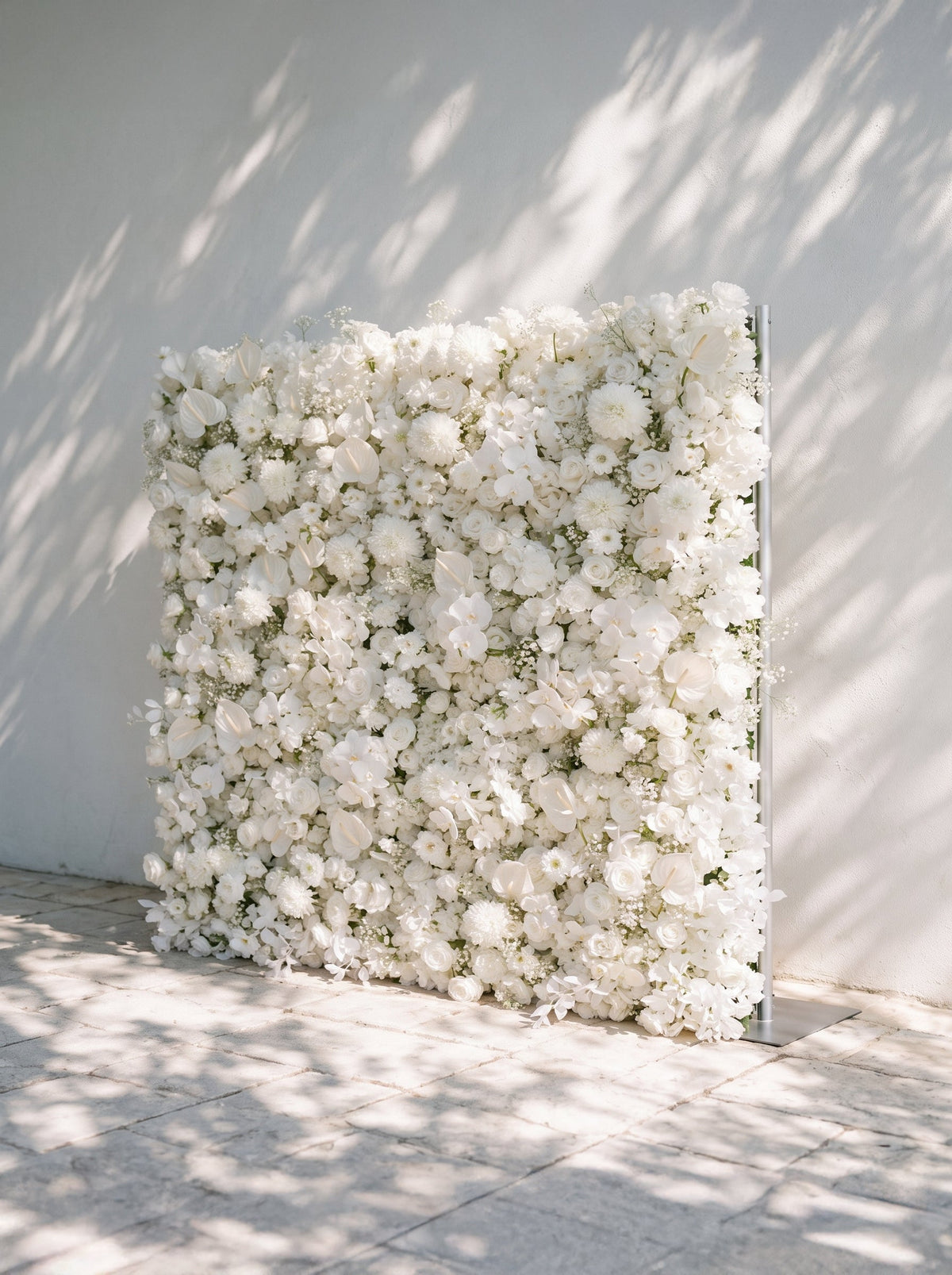 Opal：2026 Luxury 5D All-White Floral Wall with Greenery Roll-Up Backdrop for Rustic Garden Weddings Free Shipping