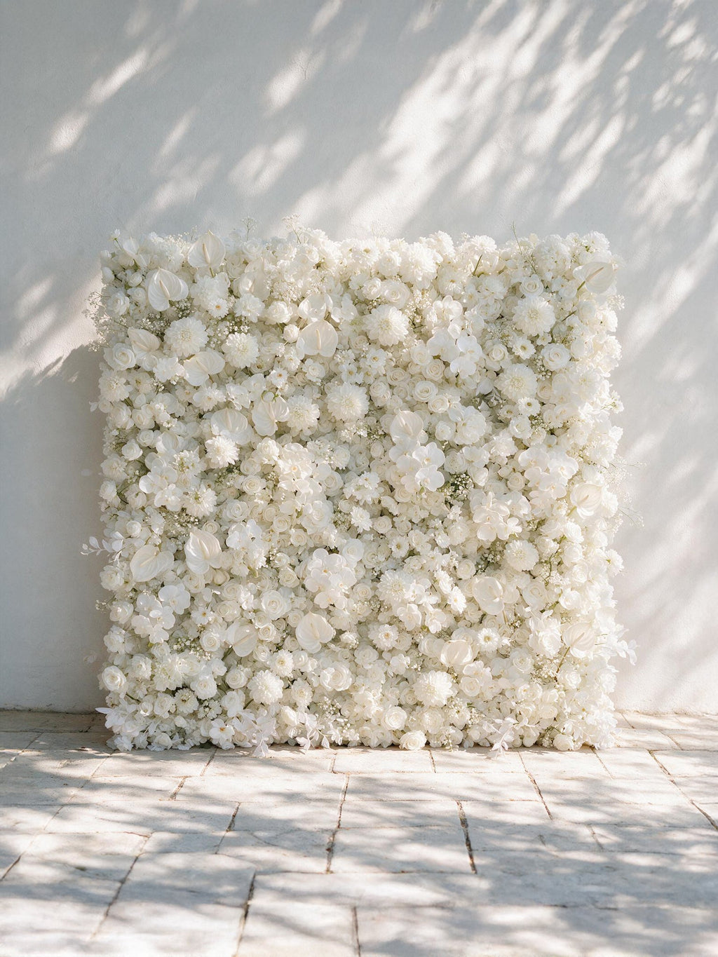 Opal：2026 Luxury 5D All-White Floral Wall with Greenery Roll-Up Backdrop for Rustic Garden Weddings Free Shipping