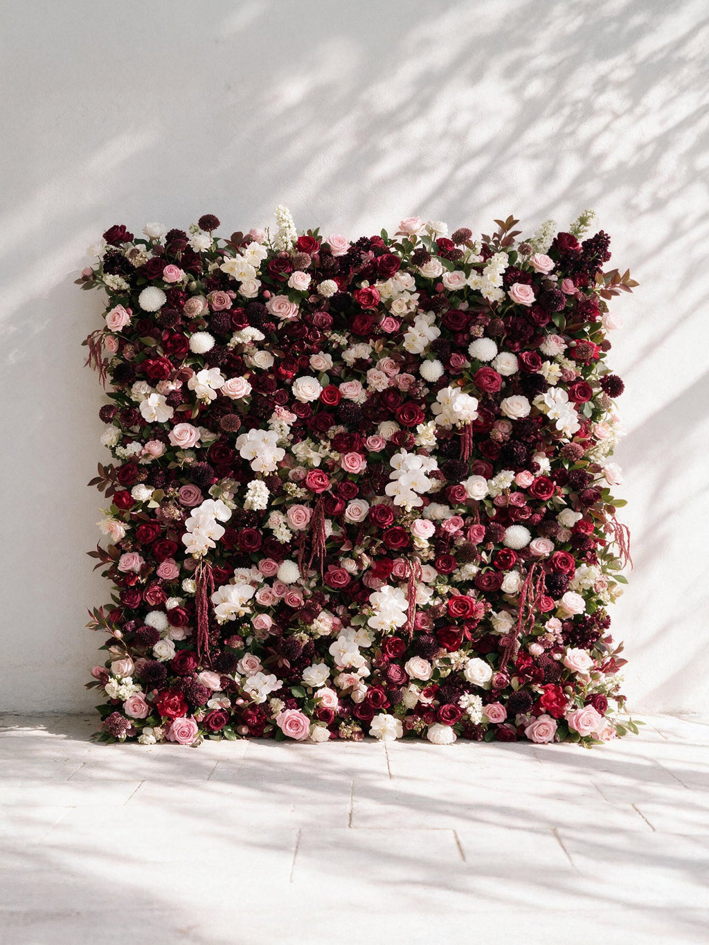 Garnet ：2026 Luxury 5D Berry & Burgundy Floral Wall with Greenery Roll-Up Backdrop for Rustic Garden Weddings Free Shipping