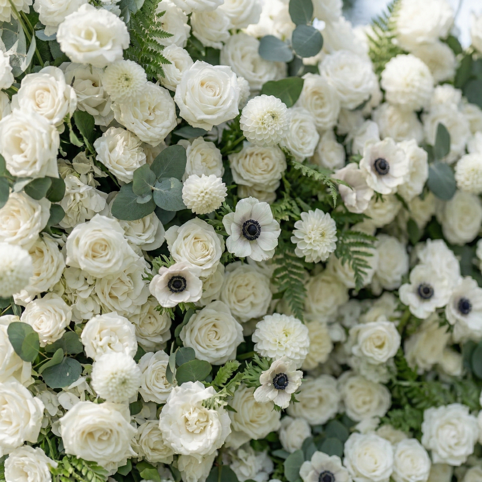 Veda: 5D Elegant White Silk Rose & Greenery Wall Roll-Up Fabric Backdrop for Grand Weddings & Ceremonies Free Shipping
