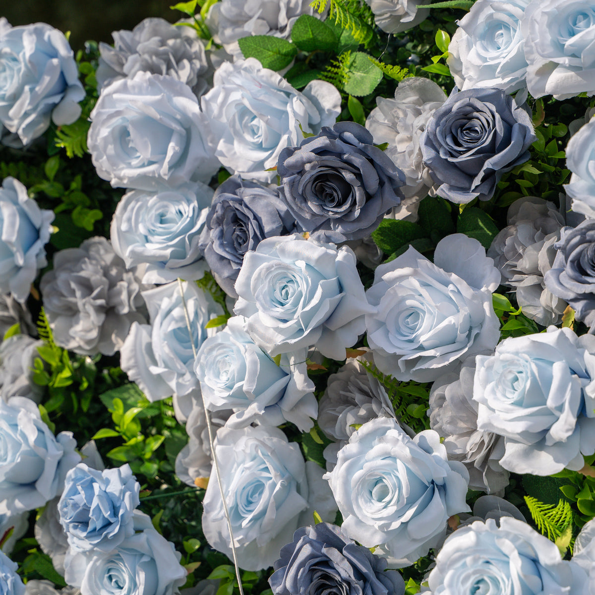 Velora: 3D Dusty Blue Rose Roll-Up Fabric Curtain Floral Backdrop for Weddings & Luxury Events Free Shipping