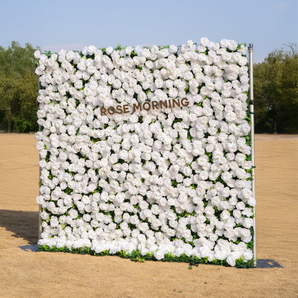 Zephira: 3D Elegant White Silk Rose Flower Wall Roll-Up Fabric Backdrop for Luxury Weddings & Events Free Shipping