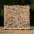 Zephyra: 3D Elegant Champagne Silk Rose Flower Wall Roll-Up Fabric Backdrop for Luxury Weddings & Events Free Shipping