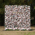 Ziven: 5D Elegant Latte & Ivory Silk Rose Flower Wall Roll-Up Fabric Backdrop for Luxury Wedding & Modern Interior Decor Free Shipping
